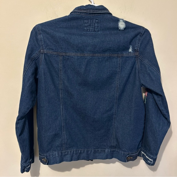 Wax Jean Denim Jacket Women’s Medium Blue 90’s Embroidered Trucker Casual Floral - Picture 2 of 15